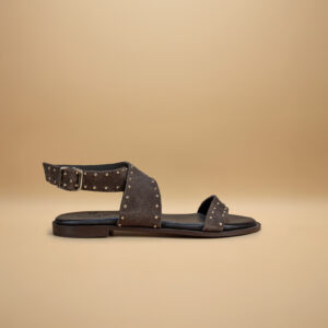 ART.2216 SANDALO DONNA IN CAMOSCIO CON BORCHIE ORO