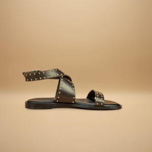 ART.2216 SANDALO DONNA IN VACCHETTA CON BORCHIE ORO