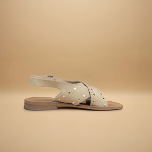 ART.26059 SANDALO DONNA IN CAMOSCIO CON BORCHIE ARGENTO